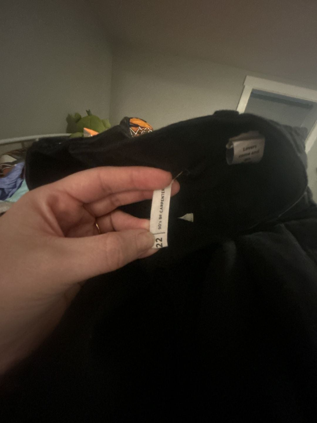PacSun 90's Boyfriend Carpenter Jeans Size 22 Black Graphic Embroidered 7