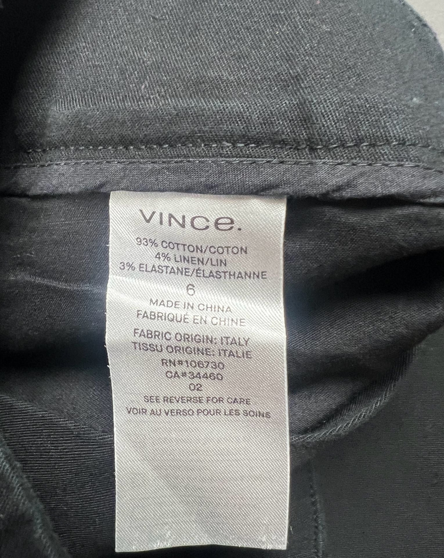 Vince Chinos Size 6 Black Cotton Blend Ankle Pants 7