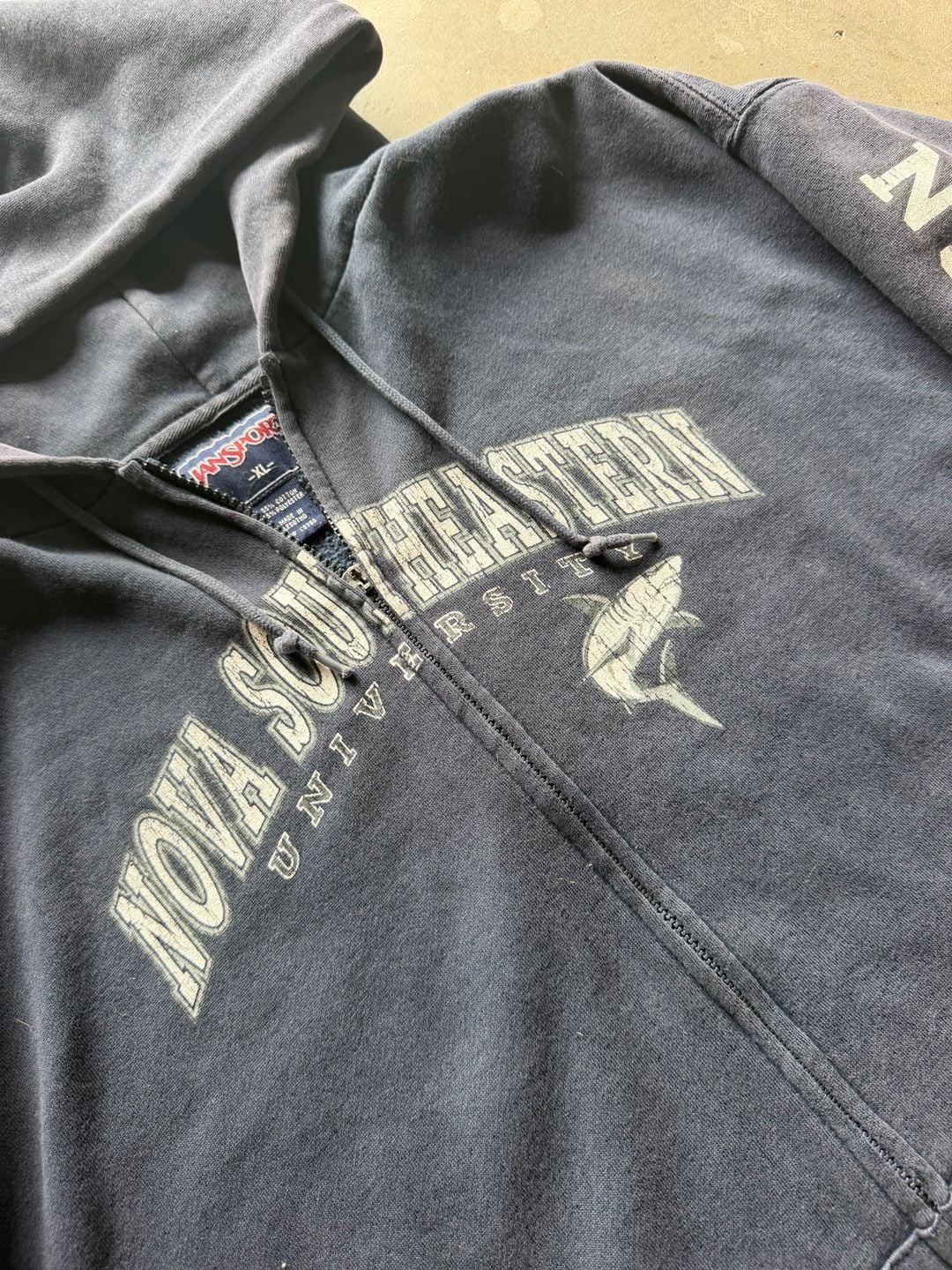 Vintage JanSport Nova Southeastern University Zip Hoodie Size Mens XL Navy Blue 3