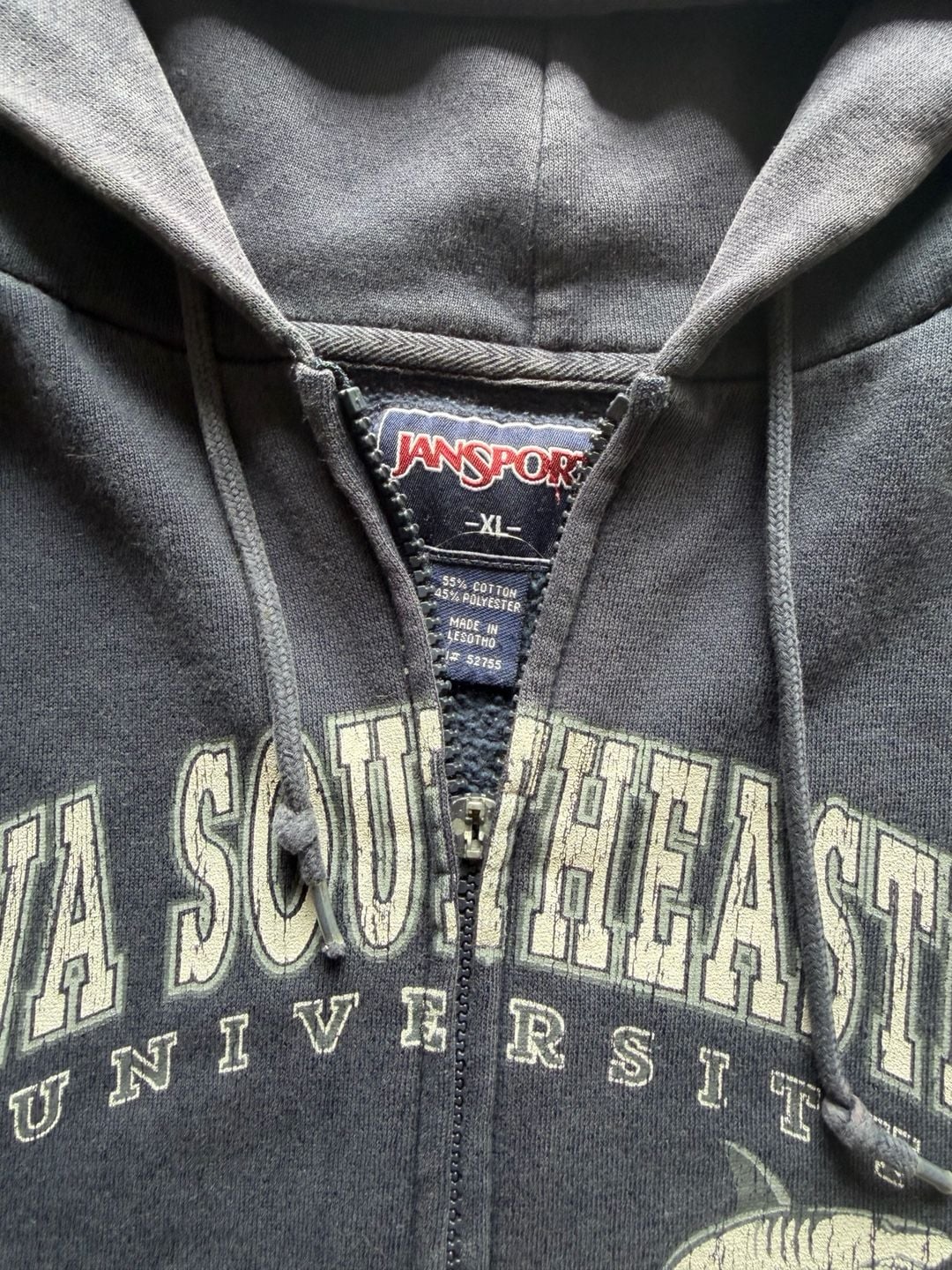 Vintage JanSport Nova Southeastern University Zip Hoodie Size Mens XL Navy Blue 5