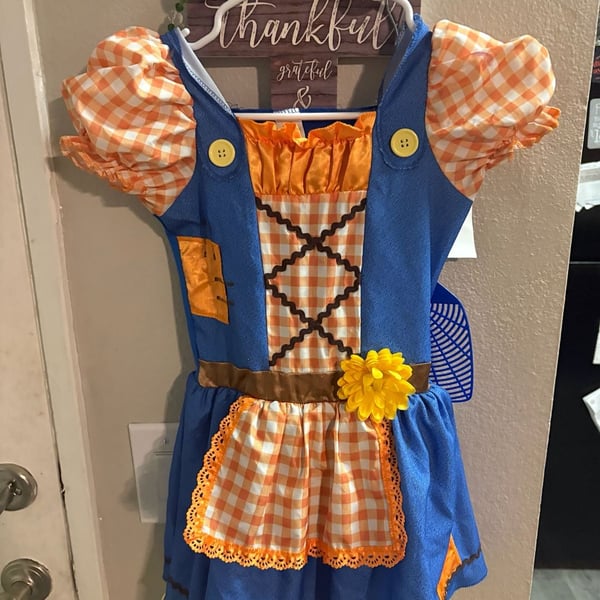 Way To Celebrate Scarecrow Costume Size M 8-10 Girls Halloween Country Dress