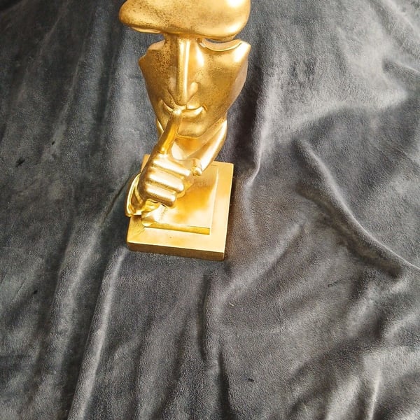 Litton Lane Gold Polystone Quiet Gesture Mask Sculpture