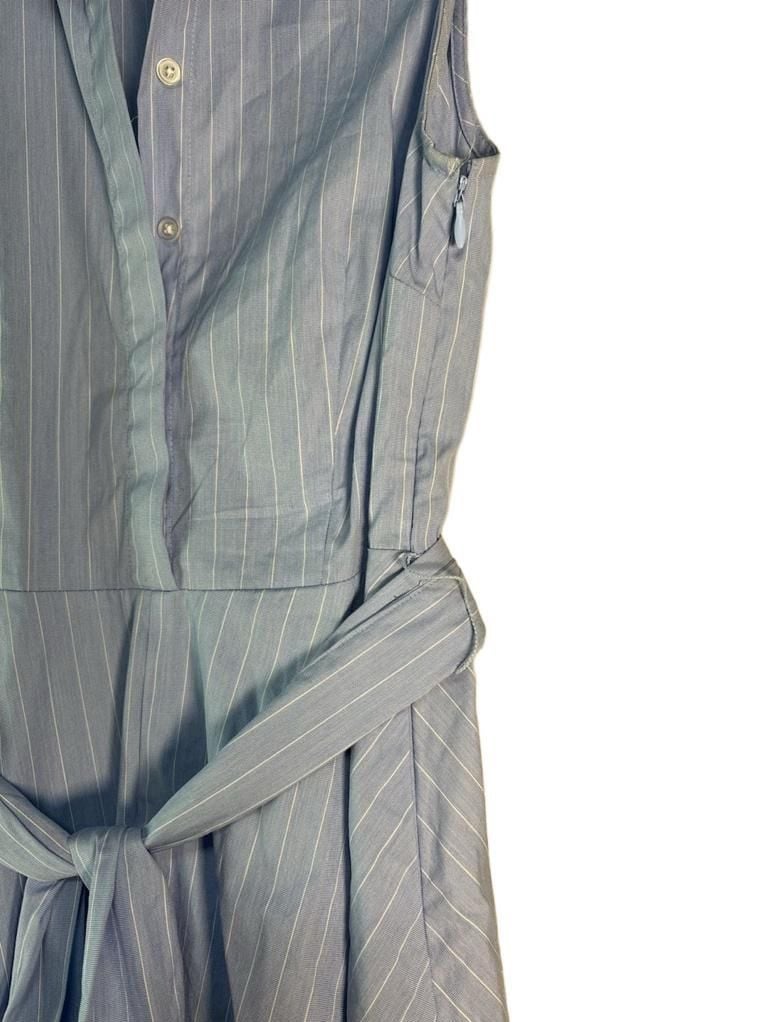 Ann Taylor Factory Pinstripe Shirtdress Size 0 Blue Sleeveless Belt 5