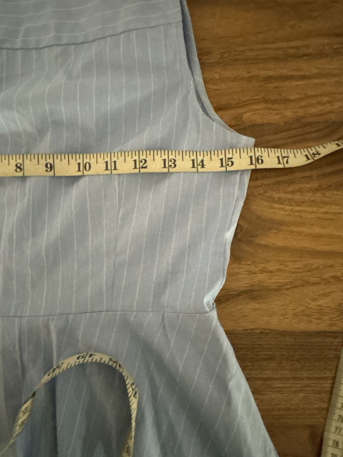 Ann Taylor Factory Pinstripe Shirtdress Size 0 Blue Sleeveless Belt 9