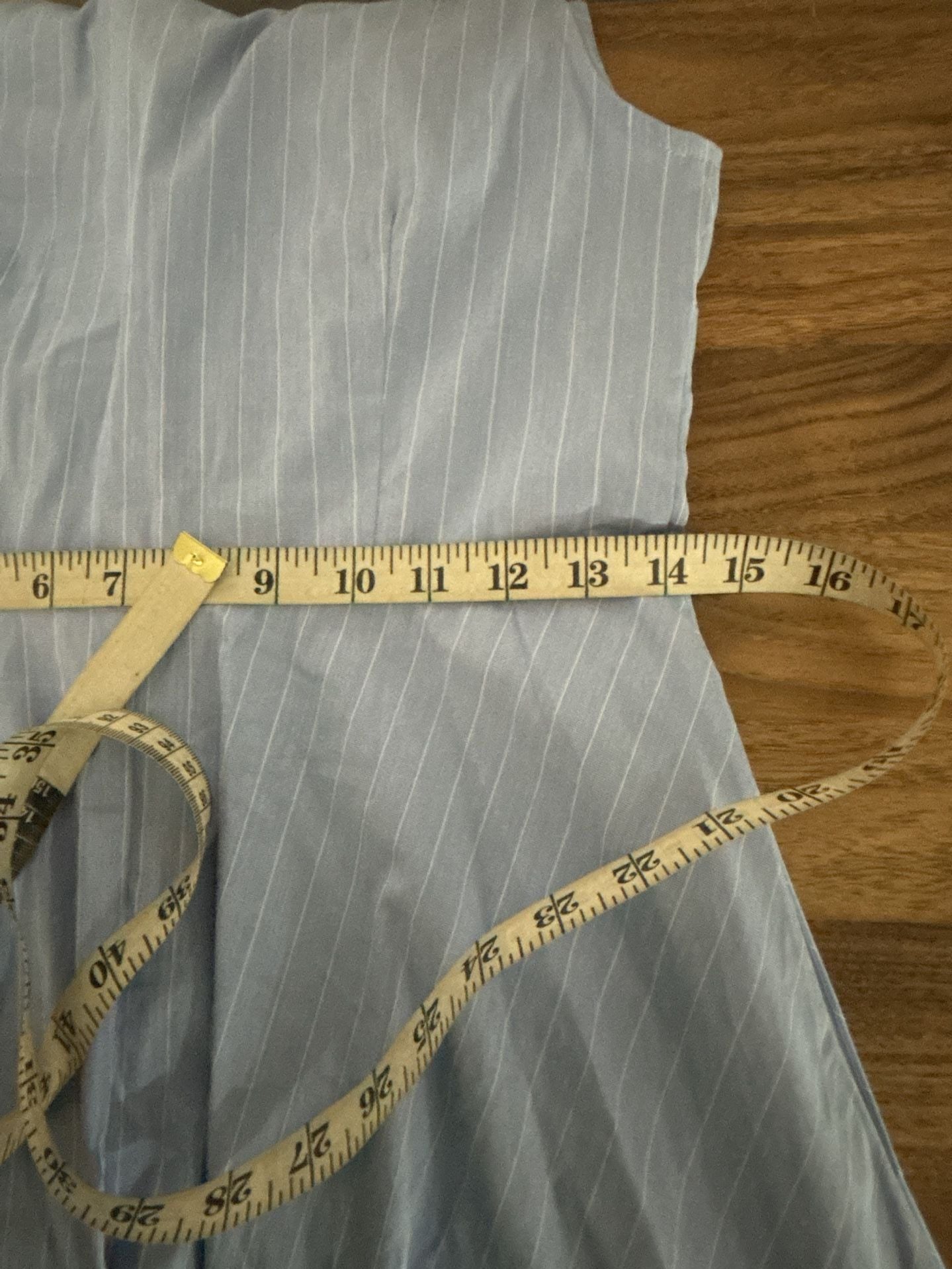 Ann Taylor Factory Pinstripe Shirtdress Size 0 Blue Sleeveless Belt 10