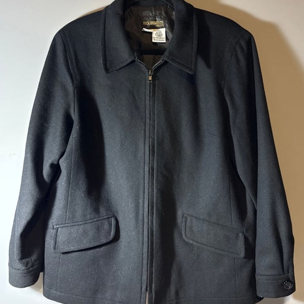 Requirements Wool Jacket Size 12P Black Full Zip Woolmark