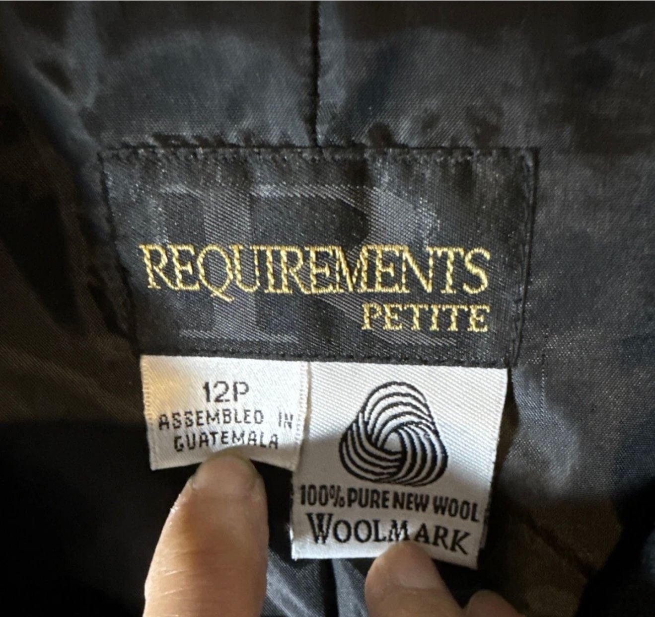 Requirements Wool Jacket Size 12P Black Full Zip Woolmark 3