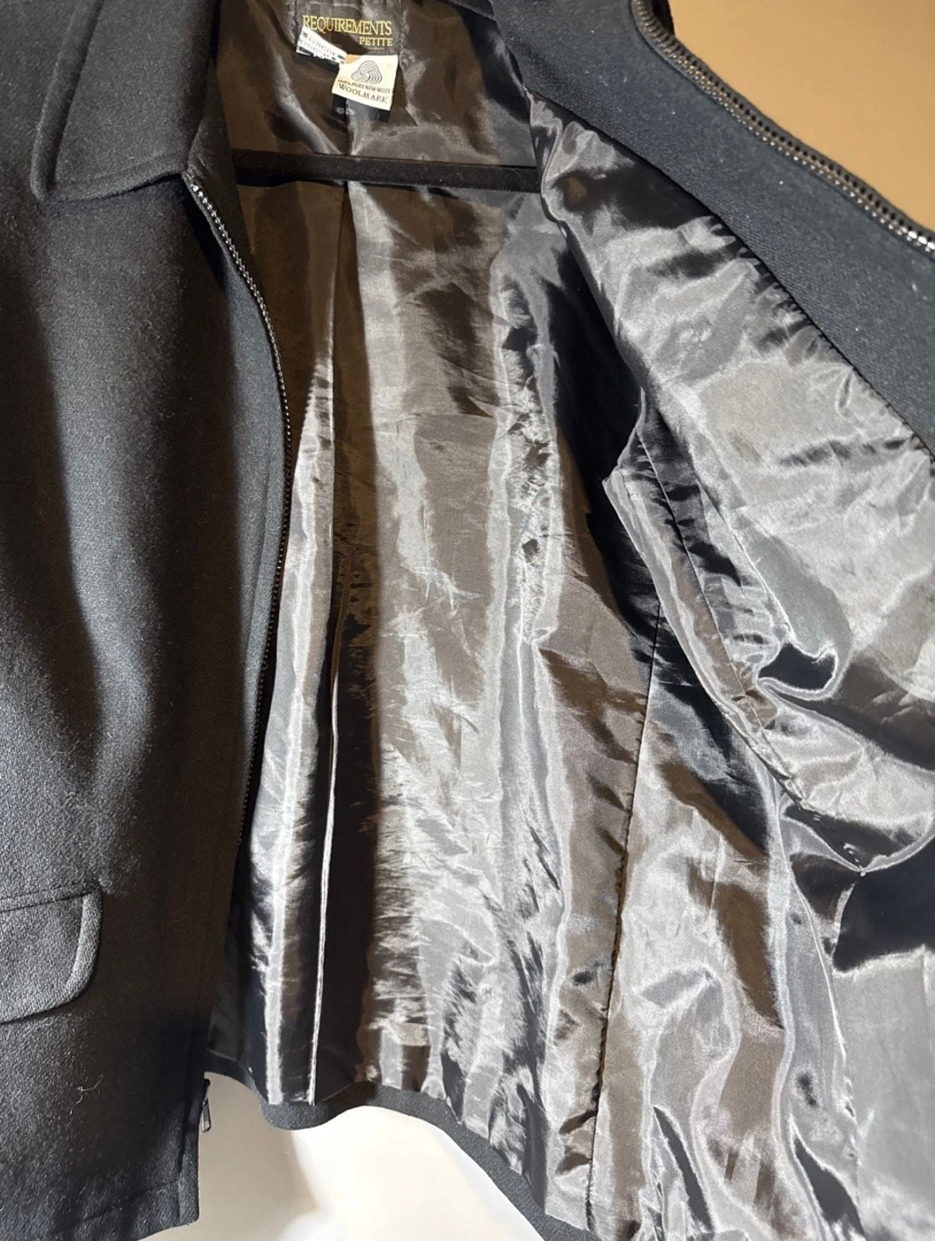 Requirements Wool Jacket Size 12P Black Full Zip Woolmark 9
