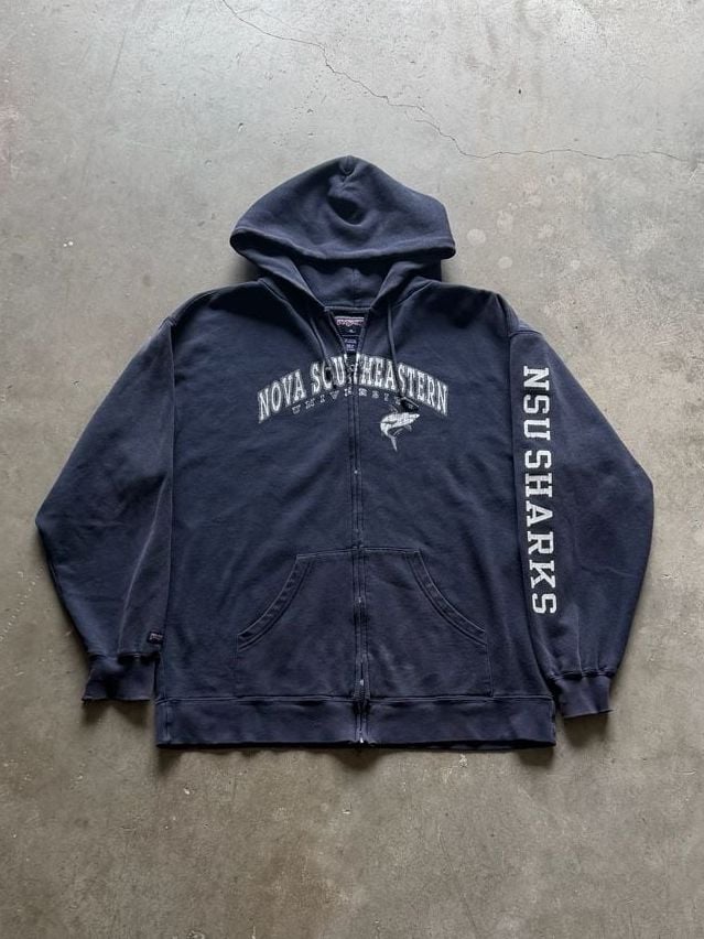 Vintage JanSport Nova Southeastern University Zip Hoodie Size Mens XL Navy Blue 2
