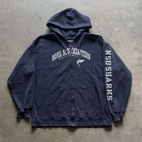 Vintage JanSport Nova Southeastern University Zip Hoodie Size Mens XL Navy Blue
