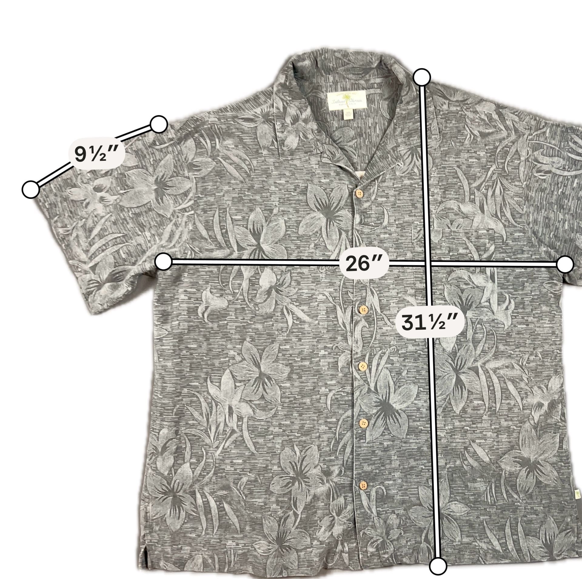 Island Shores Hawaiian Shirt Size XXL Gray Floral Washable Silk 4