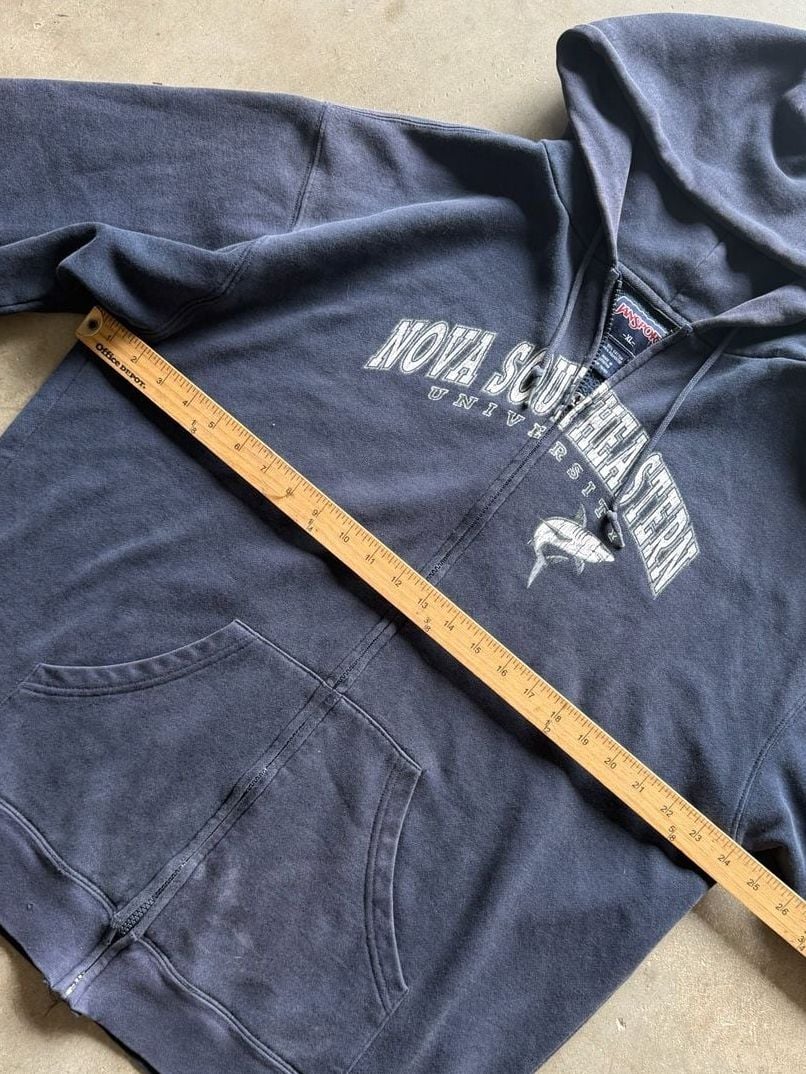 Vintage JanSport Nova Southeastern University Zip Hoodie Size Mens XL Navy Blue 7