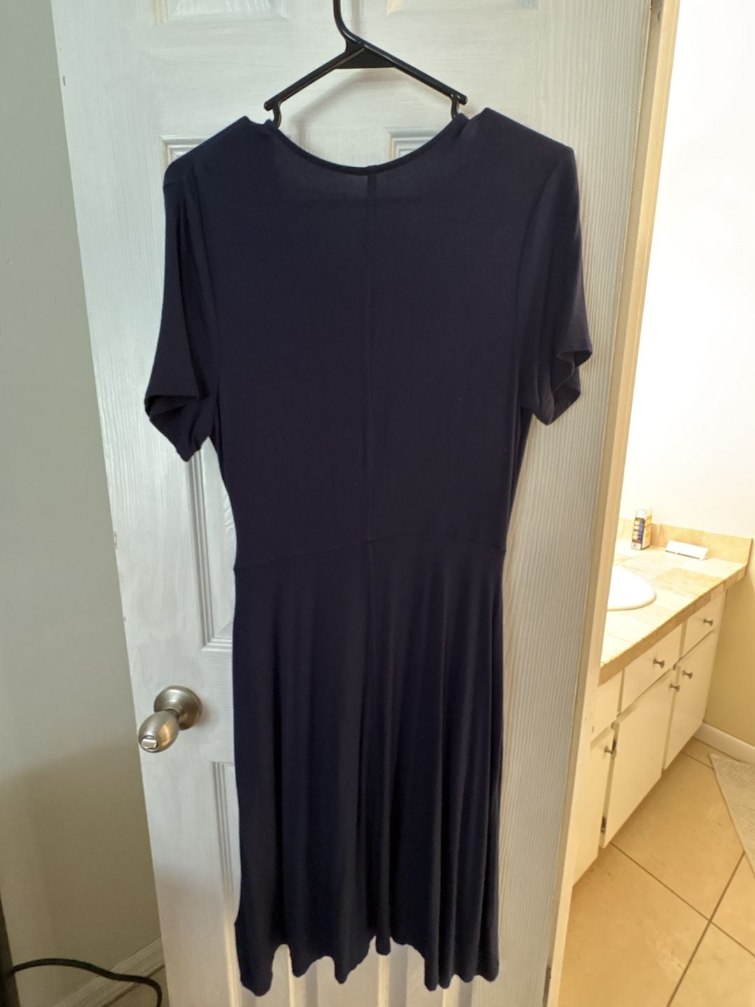 Amazon Essentials Wrap Dress Size S Navy Blue Short Sleeve V-Neck 4