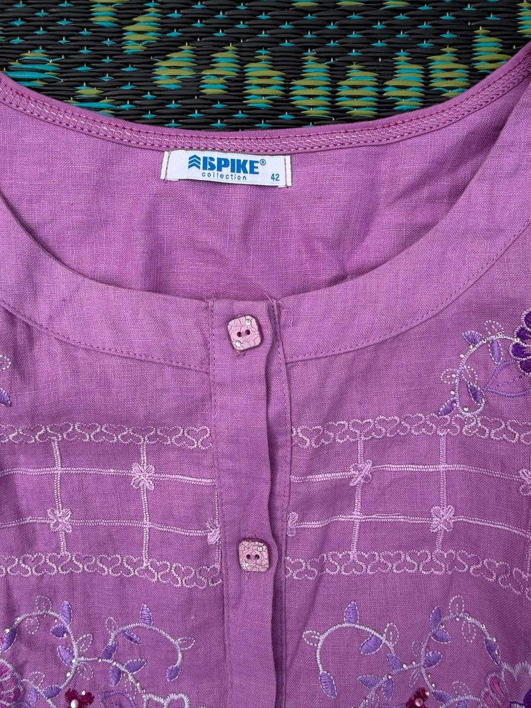 SPIKE Collection Floral Embroidered Button-Down Blouse Size 42 4