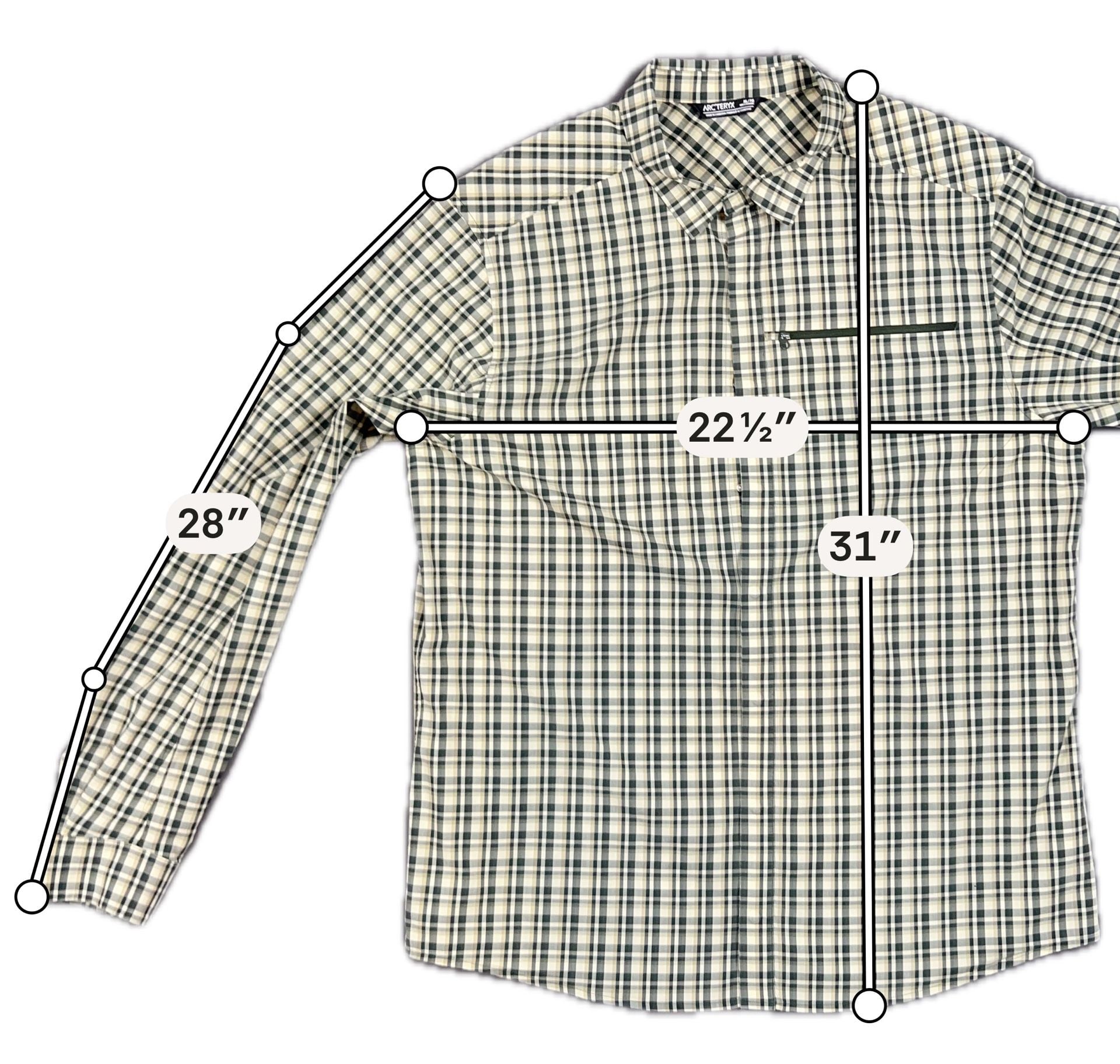 Arc'teryx Skyline Long Sleeve Plaid Button Up Shirt Size XL/TG Gray Beige 4