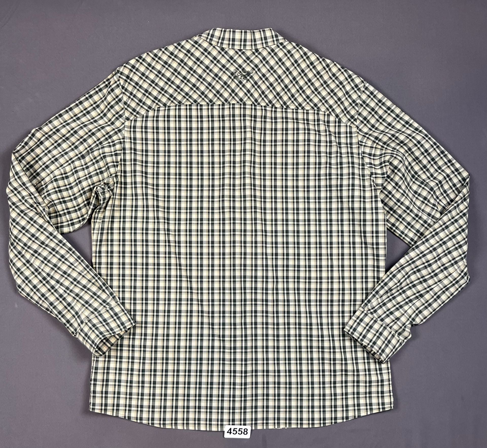 Arc'teryx Skyline Long Sleeve Plaid Button Up Shirt Size XL/TG Gray Beige 9