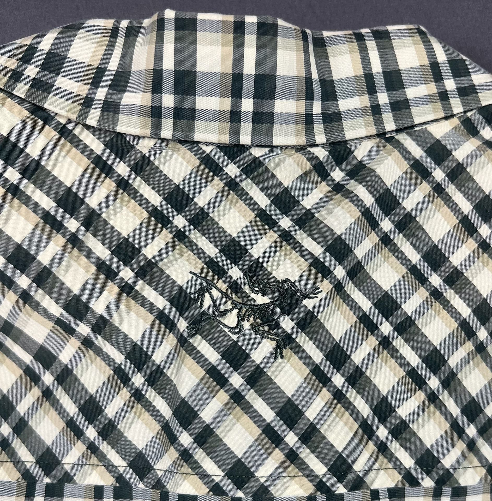 Arc'teryx Skyline Long Sleeve Plaid Button Up Shirt Size XL/TG Gray Beige 10