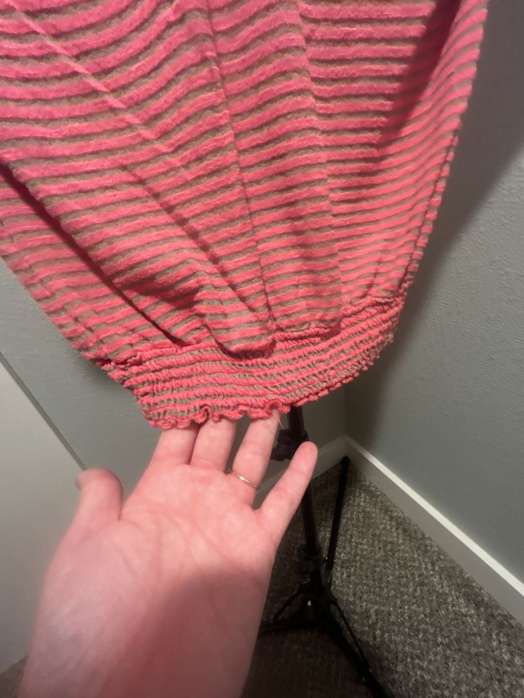 Weavers Striped Lace Shoulder Blouse Size M Coral Brown 3