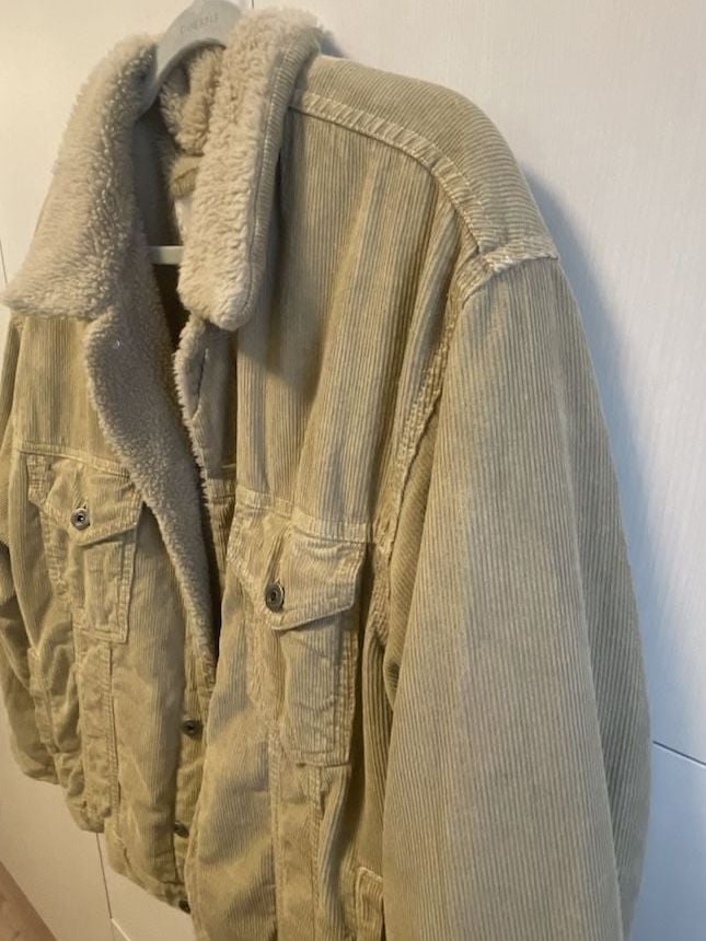 Zara Corduroy Sherpa Jacket Size XL Beige Trucker Fleece 4