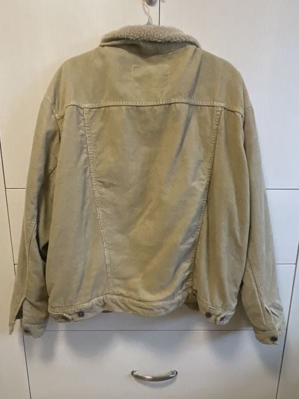 Zara Corduroy Sherpa Jacket Size XL Beige Trucker Fleece 6
