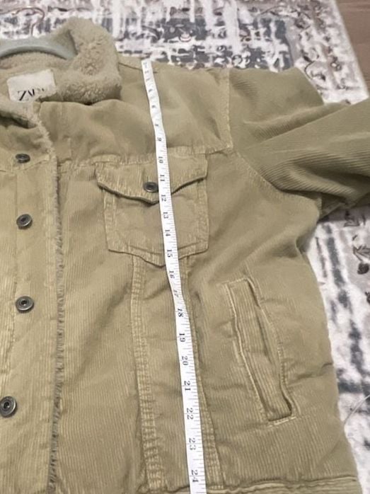 Zara Corduroy Sherpa Jacket Size XL Beige Trucker Fleece 8