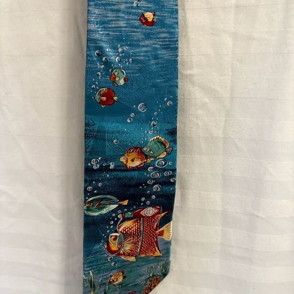 Tabasco Underwater Fish Ocean Silk Tie