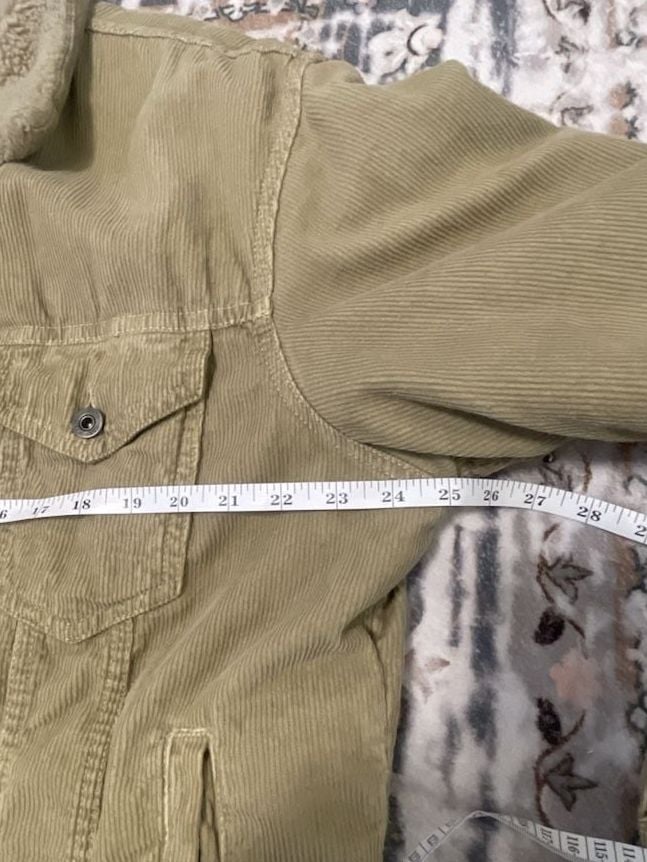 Zara Corduroy Sherpa Jacket Size XL Beige Trucker Fleece 7
