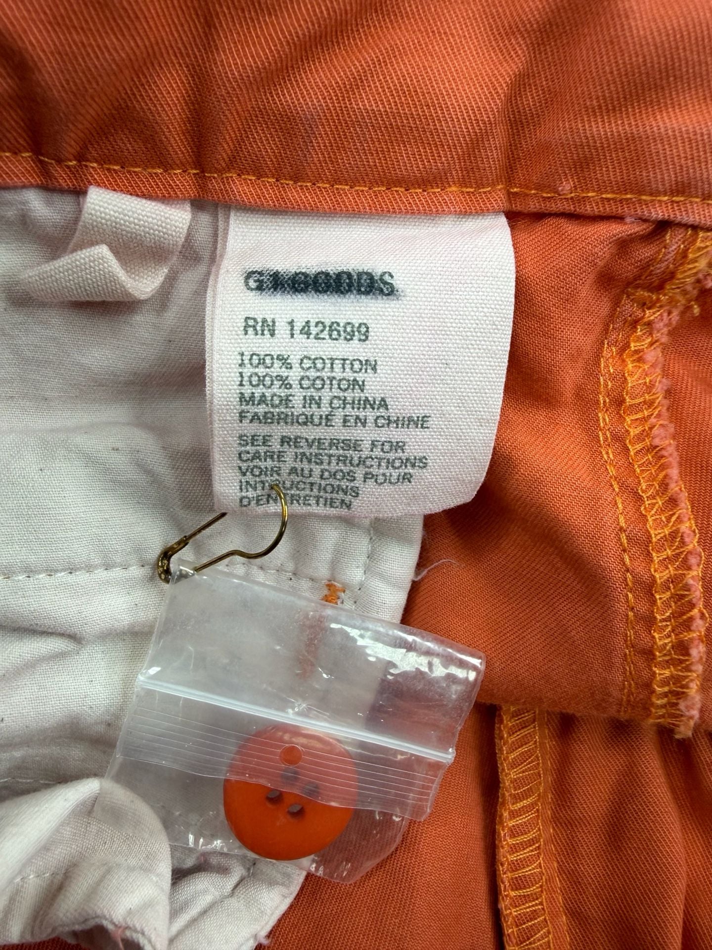 G1 Paper Twill Basic Goods Shorts Orange Cotton Sz. 31 Men’s 5