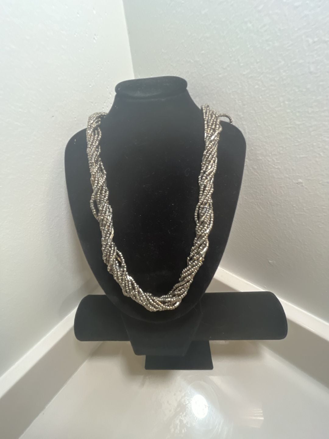 My Style Beaded Torsade Necklace And Earrings Set Gunmetal 1