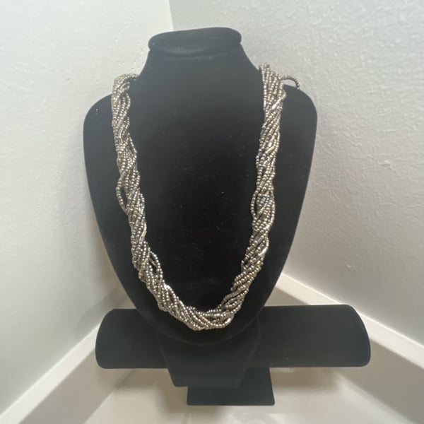 My Style Beaded Torsade Necklace And Earrings Set Gunmetal