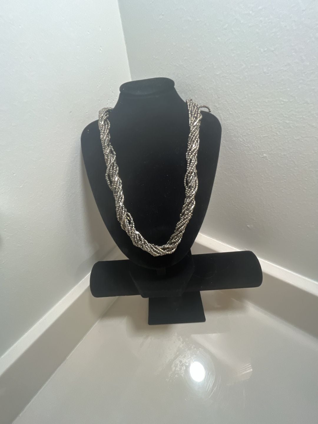 My Style Beaded Torsade Necklace And Earrings Set Gunmetal 4