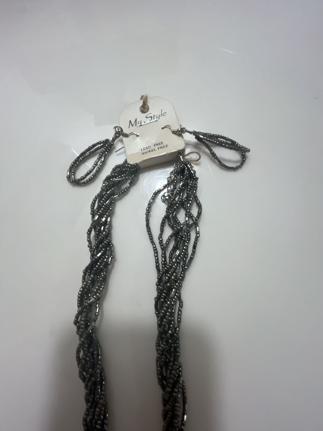 My Style Beaded Torsade Necklace And Earrings Set Gunmetal 10