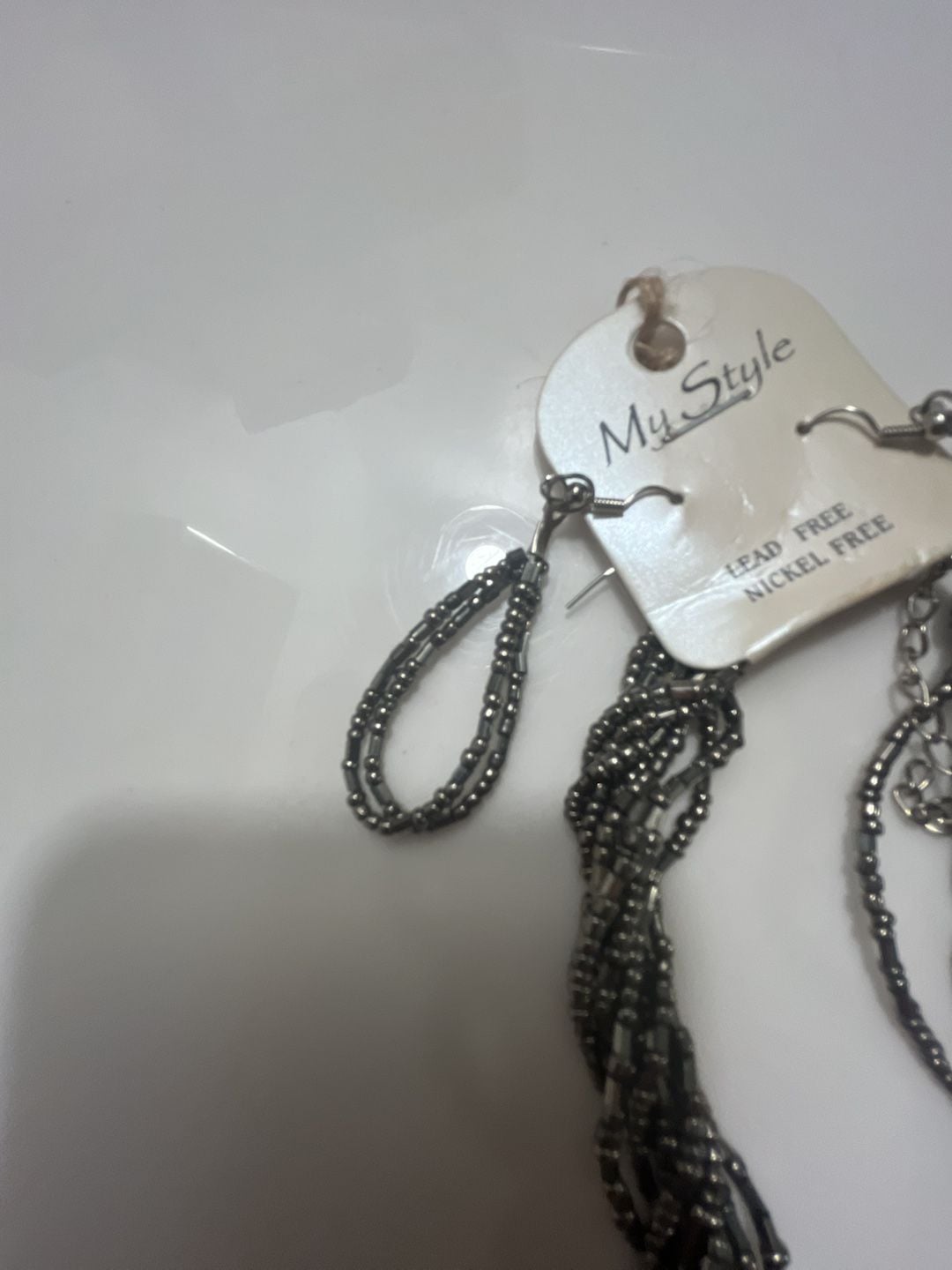 My Style Beaded Torsade Necklace And Earrings Set Gunmetal 11