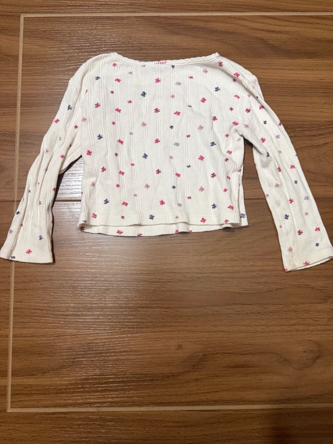 Gap Kids Long Sleeve Pointelle Shirt White Floral 3