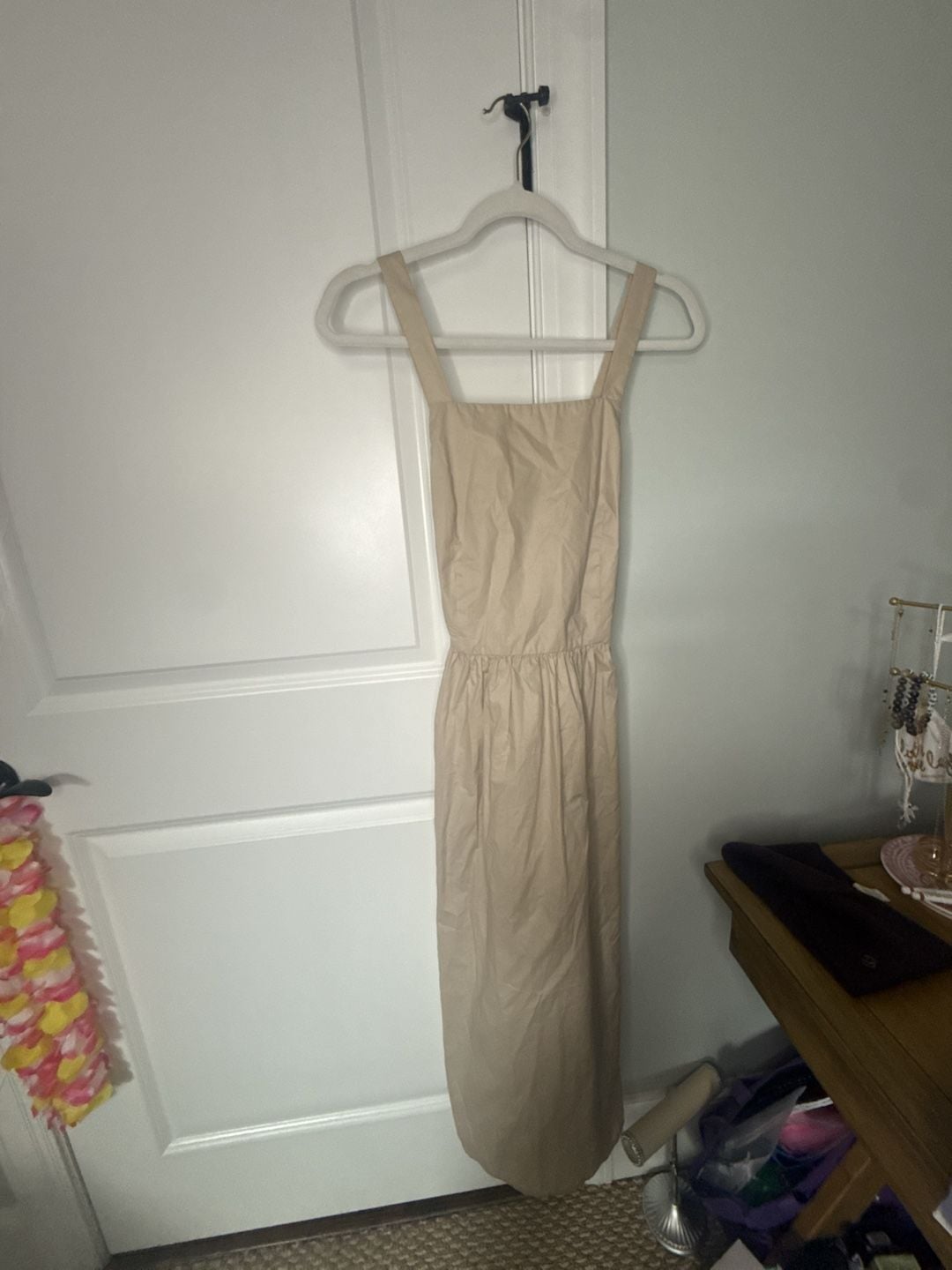 Urban Revivo Midi Dress Size US 6 Khaki Square Neck Cross Back 2