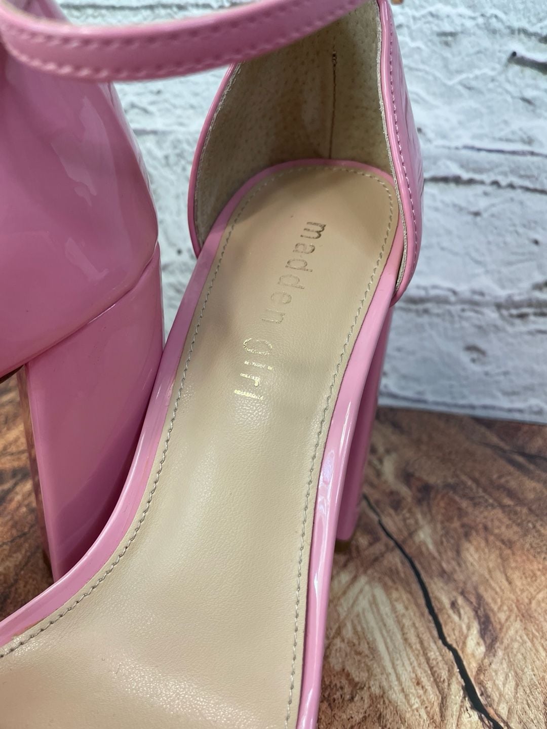 Madden Girl Summit Platform Sandal Pink Patent Block Heel Shoes 3