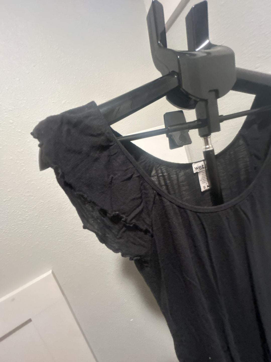 Wet Seal Dress Size M Black Rayon Ruffle Sleeve 3
