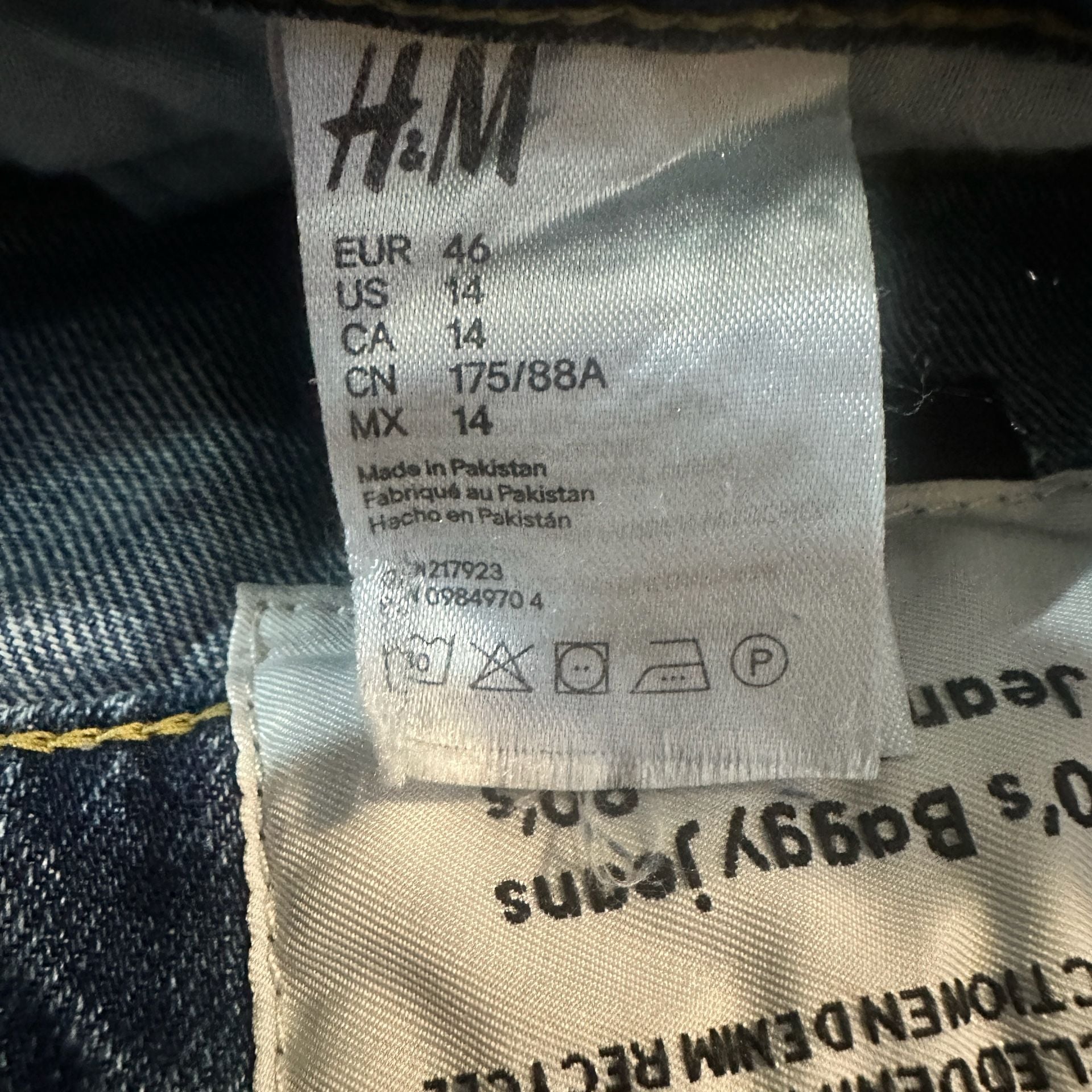 H&M 90's Baggy Jeans Size US 14 Blue Denim Recycled Collection 4