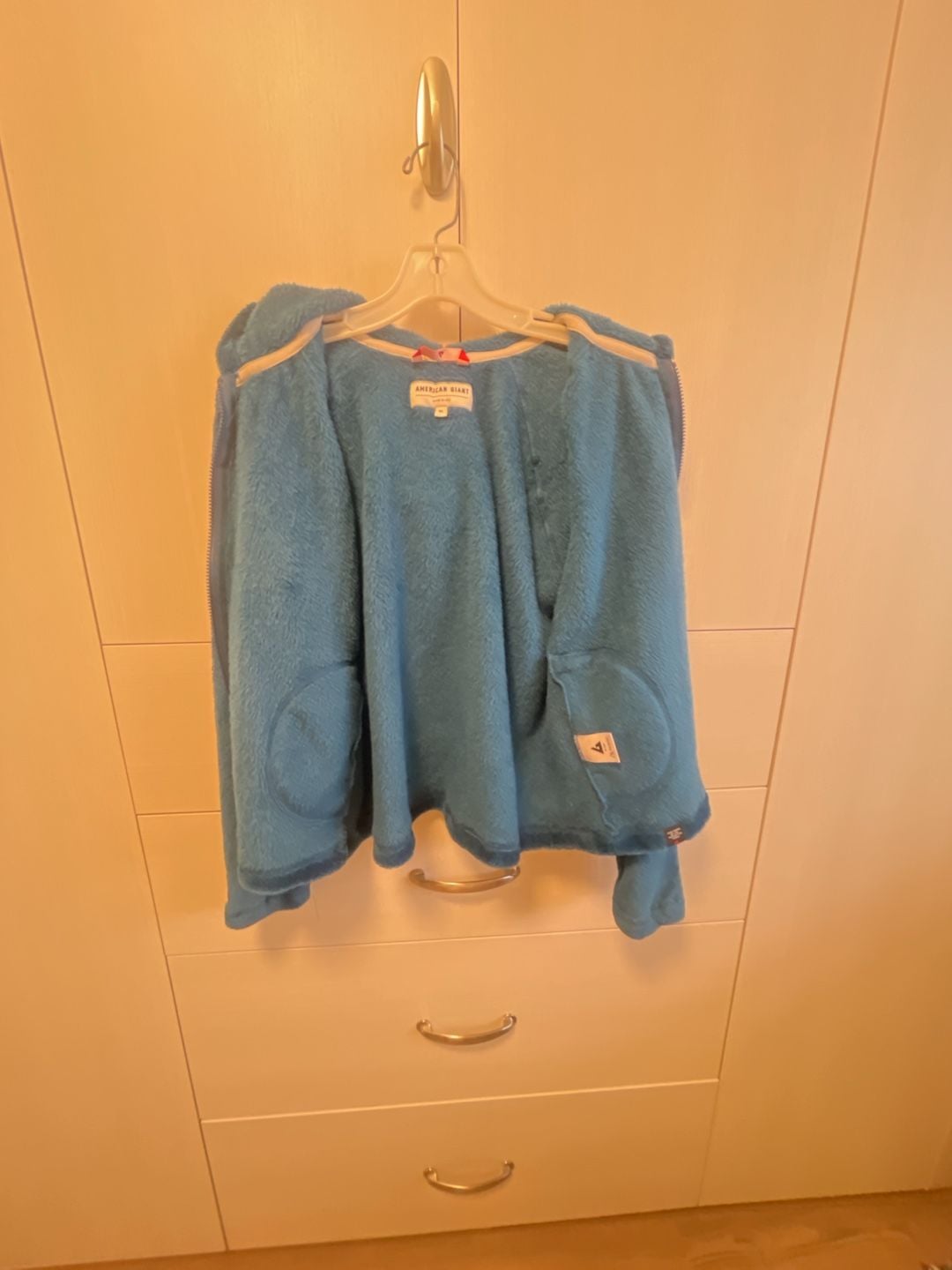 American Giant Zip Hoodie Wm Size XL Blue Sherpa Fleece Jacket 8