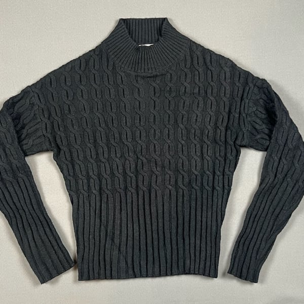 Jason Wu Cable Knit Turtleneck Sweater Size XS Black Long Sleeve