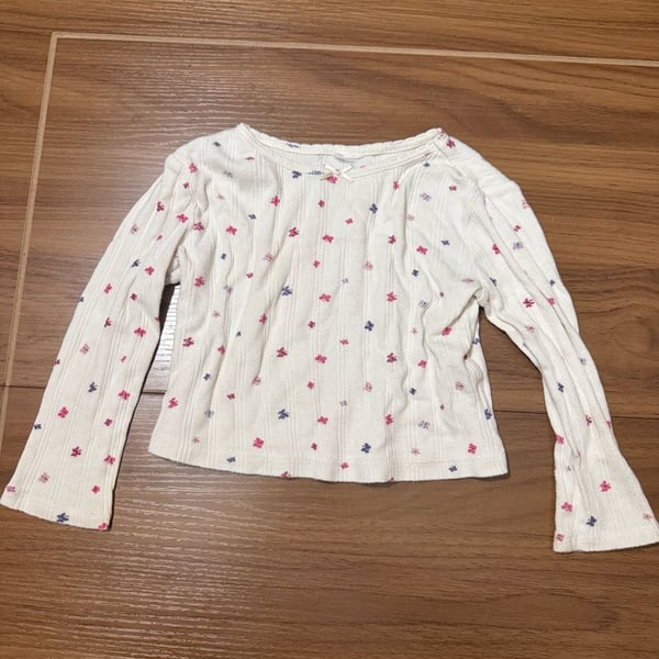 Gap Kids Long Sleeve Pointelle Shirt White Floral