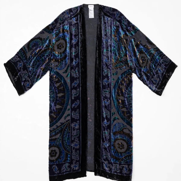 Chico's Velvet Burnout Paisley Kimono Duster Jacket