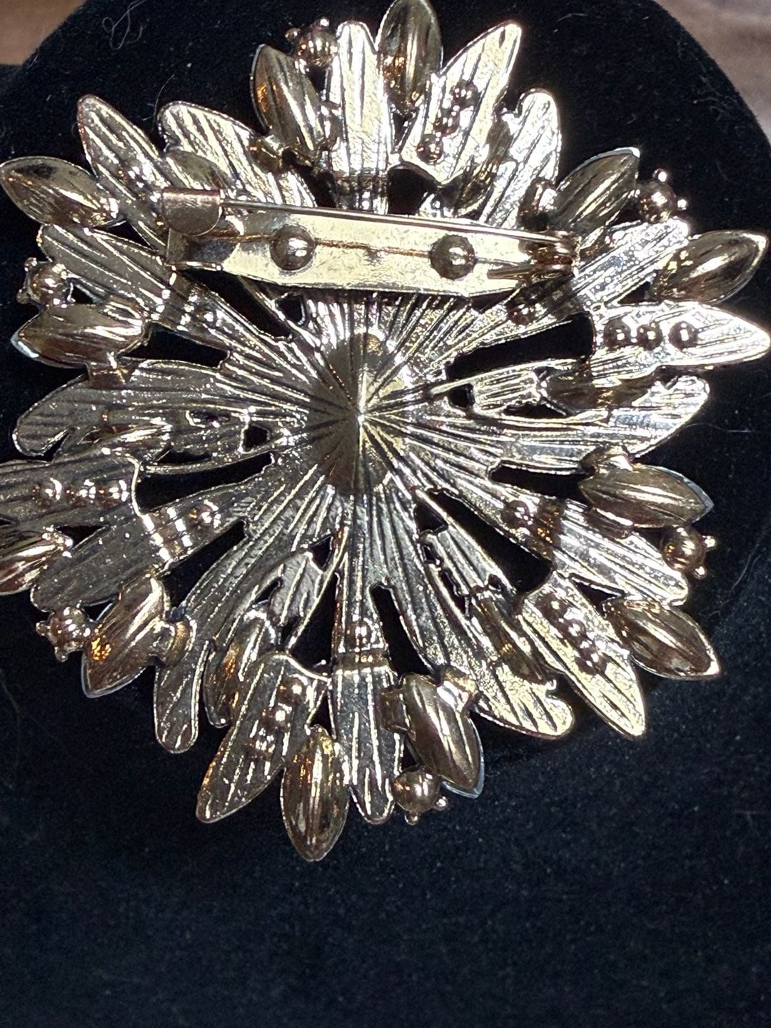 Vintage Style Rhinestone Starburst Brooch Pink Purple Crystal 3
