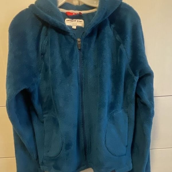 American Giant Zip Hoodie Wm Size XL Blue Sherpa Fleece Jacket
