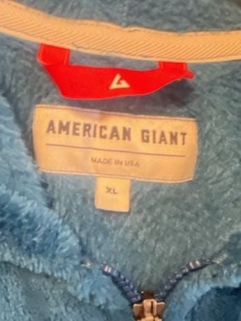 American Giant Zip Hoodie Wm Size XL Blue Sherpa Fleece Jacket 3