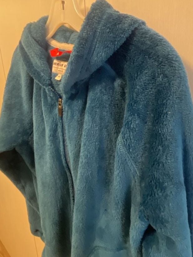 American Giant Zip Hoodie Wm Size XL Blue Sherpa Fleece Jacket 5