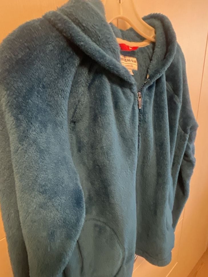 American Giant Zip Hoodie Wm Size XL Blue Sherpa Fleece Jacket 4