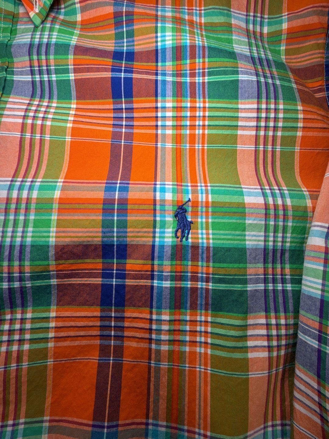 Ralph Lauren Men’s 2XB Plaid Button Down Shirt Orange Green Preppy Fall Classic 8