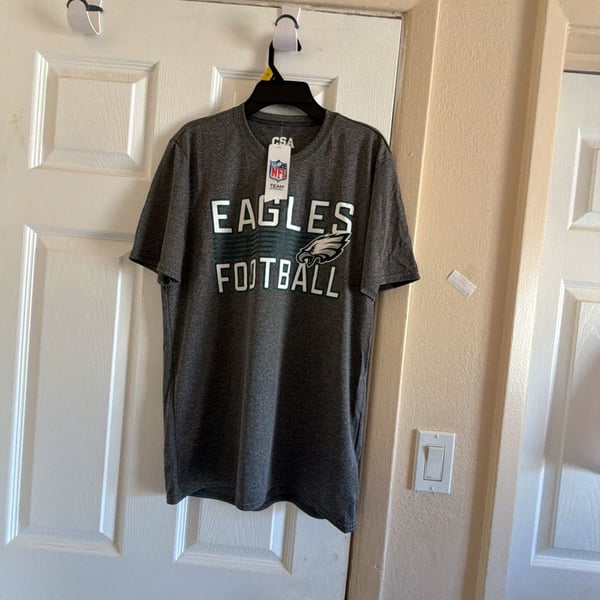 CSA NFL Team Apparel Philadelphia Eagles Football T-Shirt Gray
