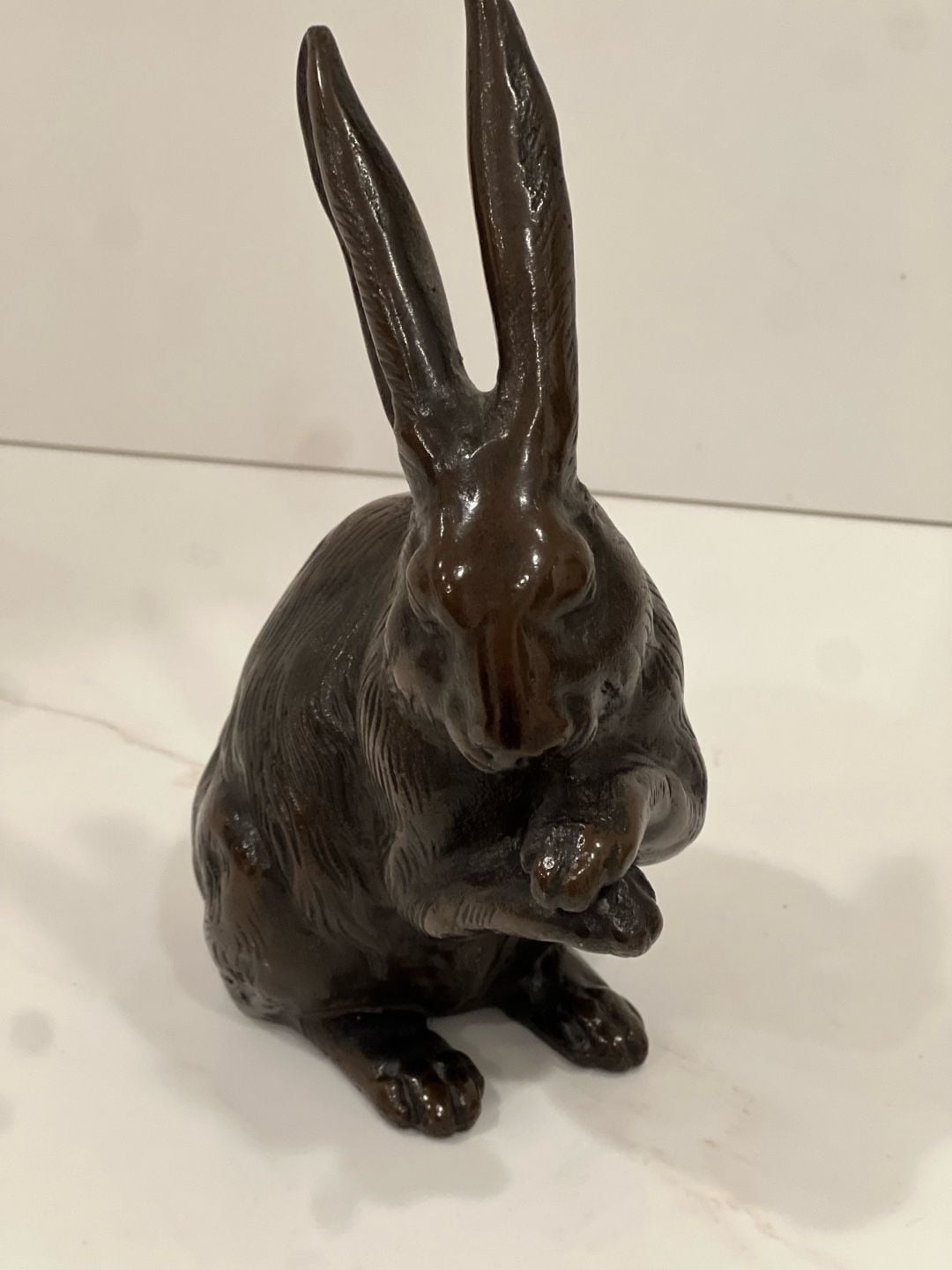 Vintage Cast Bronze Rabbit Pair Sculptures Statues 5